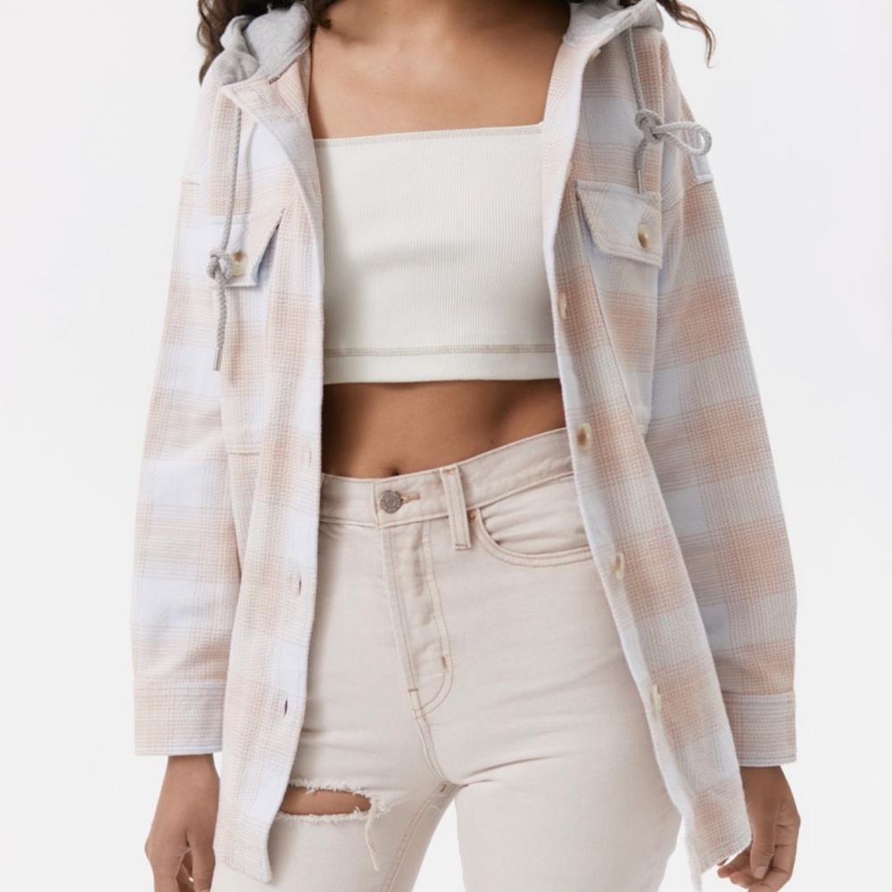 Urban Outfitters Hooded Flannel Shirt Jacket
